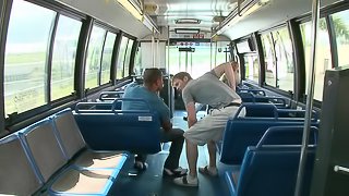 Interracial Gay Couple Fucks on a Public Bus