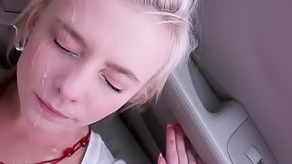 Facialized after having sex in the car