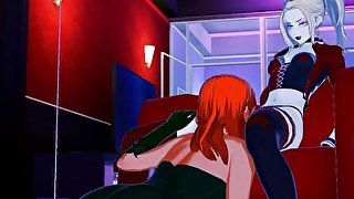 Harley Quinn tribs with Poison Ivy, eats her pussy - DC Comics Lesbian Hentai.