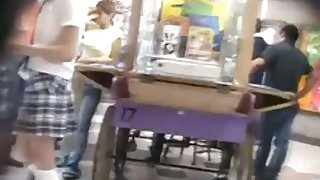 Real legal teen schoolgirl up skirt shopping mall video