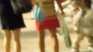 Two girlfriends going to the mall got skirt sharked