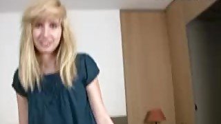 shy blonde teen first casting