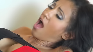 Slutty Sadie Santana sucking dick in sexy fishnet stockings