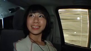 Lewd Japanese milf enjoys doggystyle pounding in car