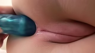 Shaved tight pussy in close up
