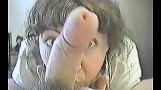 Retro mature amateur slut sucking cock in POV blowjob movie