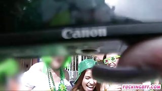 Teen besties group sex with nasty guys in St Patricks Day