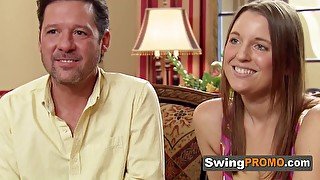 Swinger married couple gets excited.
