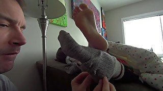 The Sock Bandit! (Part 2) - Candid Milf has her Sexy Wrinkled Soles Devoured! 1080p HD