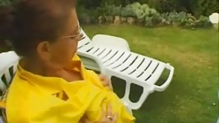 Unshaved Granny Masturbates in the Garden