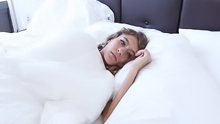 Skinny girl with a sexy ass sucks and rides a big cock in the morning