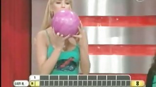 Blonde teen bowling in an upskirt video
