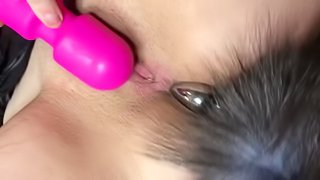 Tiny Bombshell Whitney Leigh with New Vibrator And Butt Plug Tail