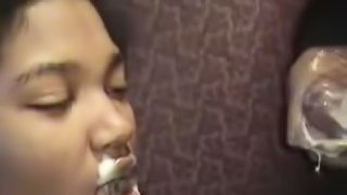 POV video with Indian girl blowing cock and getting facialed