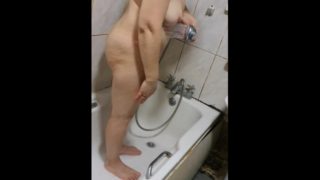 Step mom bathroom fuck with Bulgarian step son on business trip 