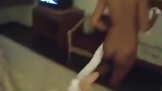 Cute girl puts spit on her pussy and fucks her bf