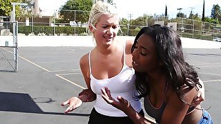 Interracial lesbian sex with ass fingering - Laela Pryce & Lisa Tiffian