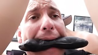 Bald cop gets spanked and humiliated by a freaky burglar