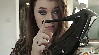 Bitchy babe Misha Cross takes a huge shlong in her stretched butt hole