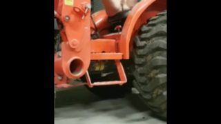 Amateur farm girl masturbating and orgasm on tractor