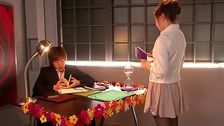 This Japanese girls is the office slut that everyone gets to fuck