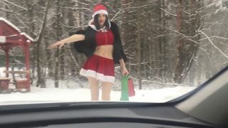 Risky taxi ride naked to Santa Claus