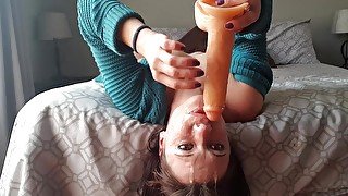 Extreme dildo gagging  dildo facefuck