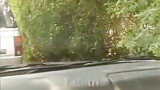 Chick pounding cock in the car