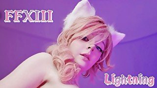 Cute nude cosplay girl in tik-tok. Lightning Final Fantasy