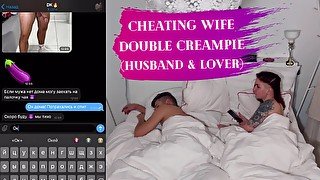 Cheating wife Double Creampie Sex KleoModel couple