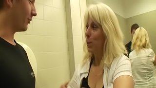 Blonde Mature Fucked In A Public Mall Restroom