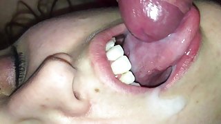 Cum on tongue close up