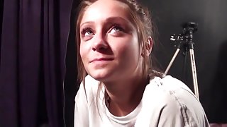 Cute girl face drenched in spit