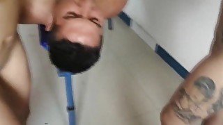 two young latn doms humiliate slave pedro with spit