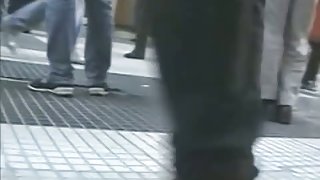 A libidinous upskirt spy cam voyeur video of a juicy rear end