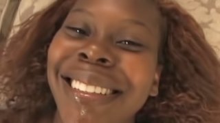 Sexy ebony amateur is sucking a cute dong