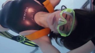 ASIAN SCUBA DIVING IN POOL BREATHING BUBBLES BREATH HOLD NICE LIPS PART 3