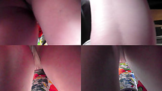 Flabby ass slim babe wears g-string in upskirt video