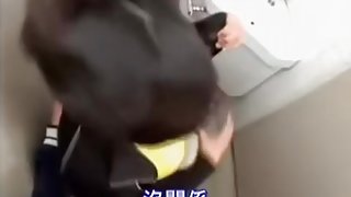 Voluptuous Japanese bimbo got nailed in a restroom