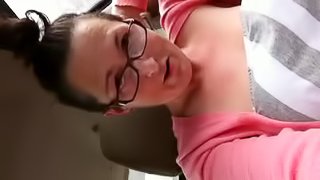 Nerdy-Punky-P.T.A.Mom Horny from Sexting FingerFucks her Ass on Highway