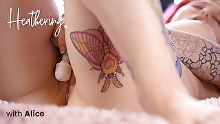Tattoos and Gorgeous Pink Pussy Orgasm with Vibrator