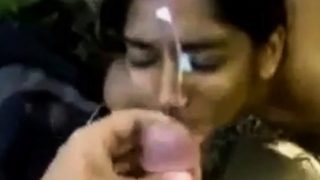 Indian girl gets a facial outdoors