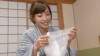 Saucy Asian bitch Miyuki enjoys having her hirsute twat banged
