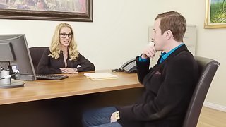 Horny MILF Boss Sarah Exploits Her Employee for Sex