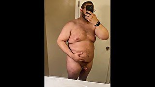 Showing off my big jiggly belly, thick thighs, and man boobs while you jerk off to it