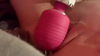 Vibration on clit makes pussy contract hard during intense orgasm