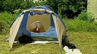Lovely teen goes to camping and masturbates perfectly in this solo scene
