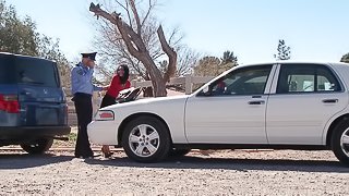 Brunette milf Dayton Rains gets fucked by a horny cop