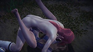 Hentai Uncensored - Hermi Blowjob and fucked in a park at night