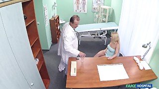 Stunning blonde patient Rossella takes off her clothes to be fucked